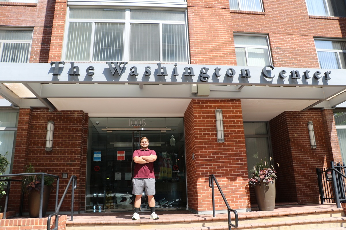 Ethan Espenship outside of TWC's Residential Academic Facility in Washington, D.C.