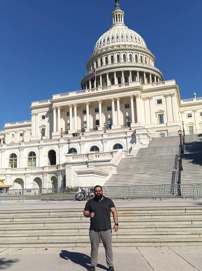 Gabriel Lozano at the Capitol Building in Washington, D.C. for the TWC's Capitol Immersion Program
