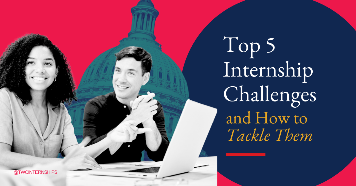 Top 5 Internship Challenges and How to Tackle Them, black and white interns cutout and super-imposed on the U.S. Capitol Building