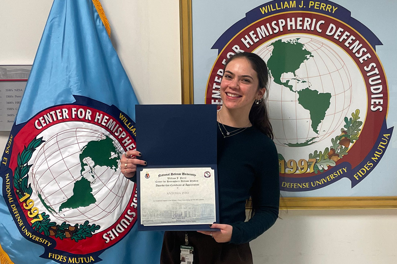 Antonia Zito, an international relations major at University of Washington, recently served as a research intern at the William J. Perry Center for Hemispheric Studies (WJPC).