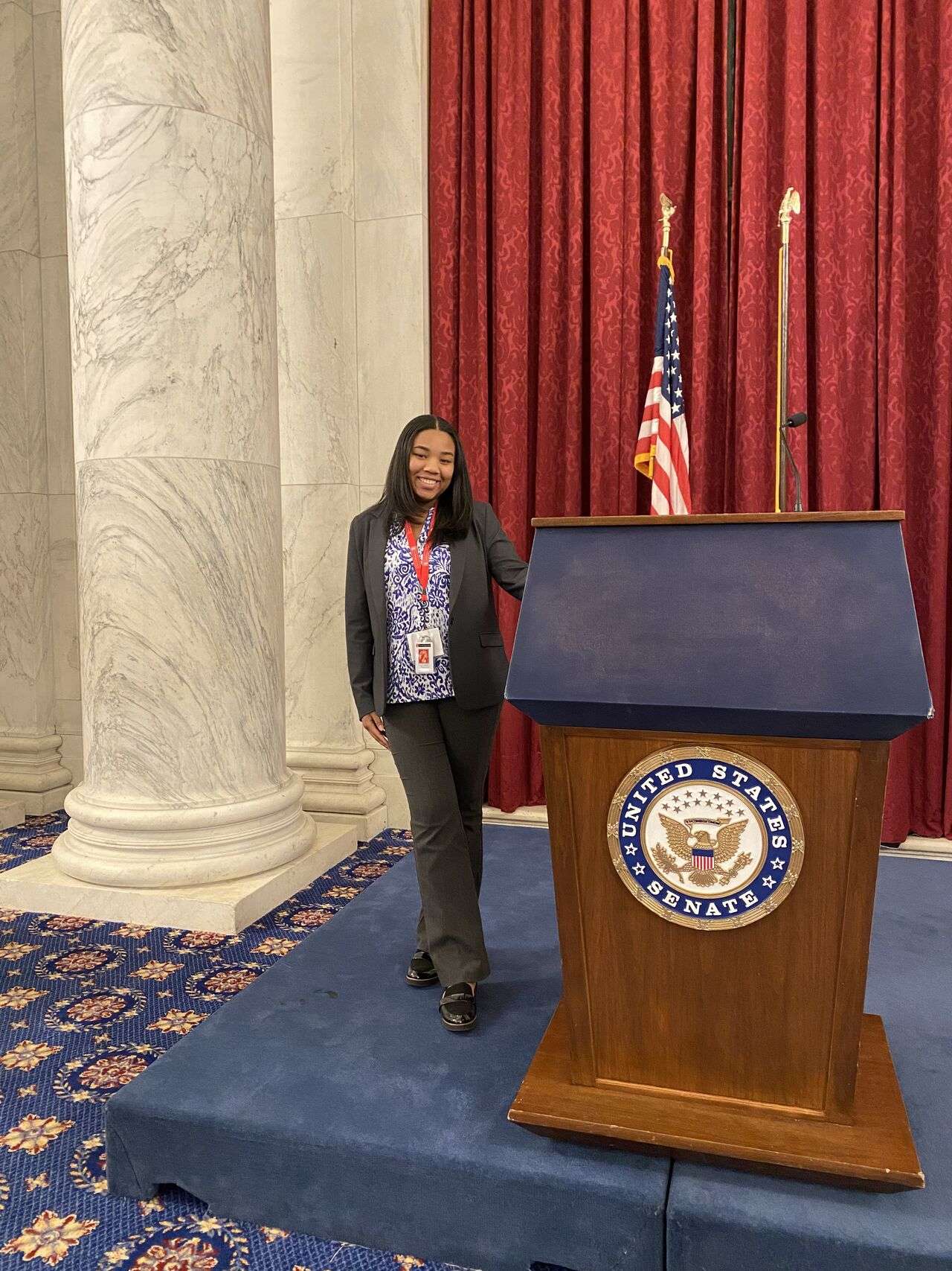 Ciera Wilkerson on the Senate Floor at the U.S. Capitol Building in Washington, D.C.