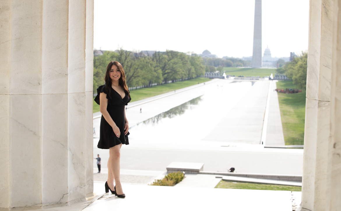 Sara Ledesma of Arkansas State University at the Lincoln Memorial, Washington, D.C.