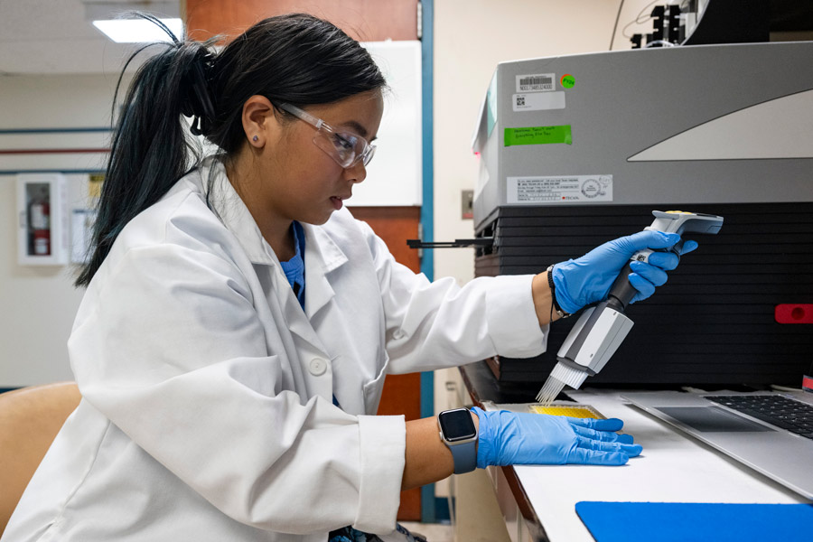 Isabella Tiboni, a senior at the University of Maryland Baltimore County majoring in Biology, interning with the U.S. Department of the Navy’s Naval Research Laboratory (NRL)