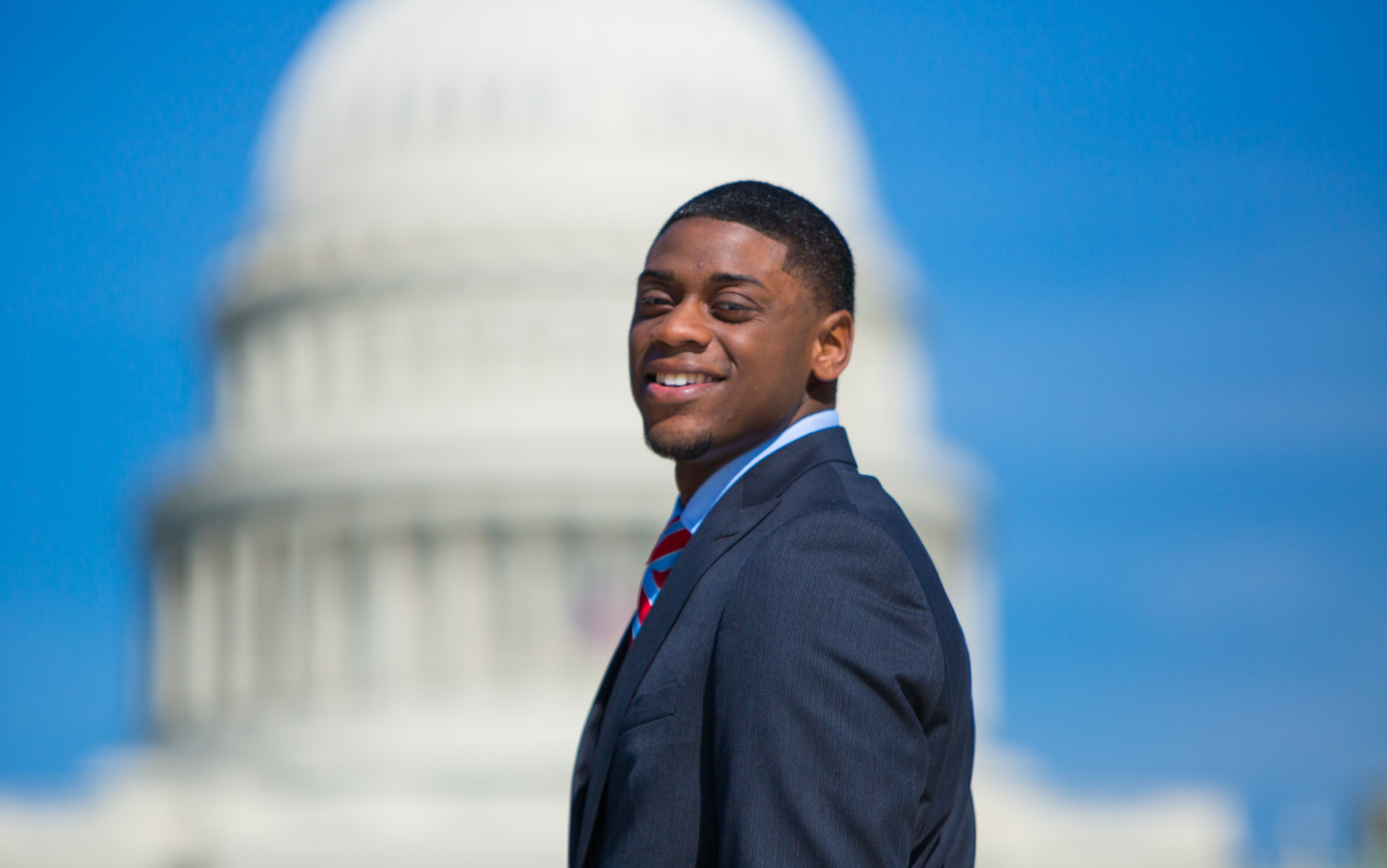 Isaiah Boswell in front of the U.S. Capitol