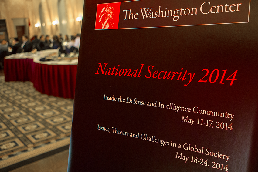 Welcome sign for National Security Seminar