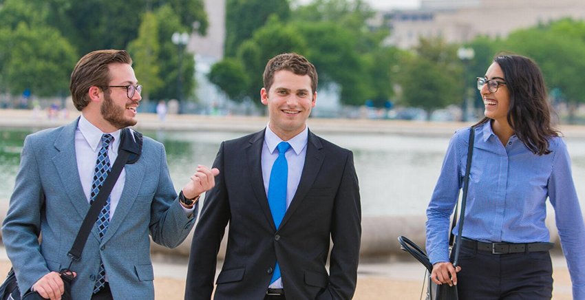 Ray walking with friends after his internship on Capitol Hill