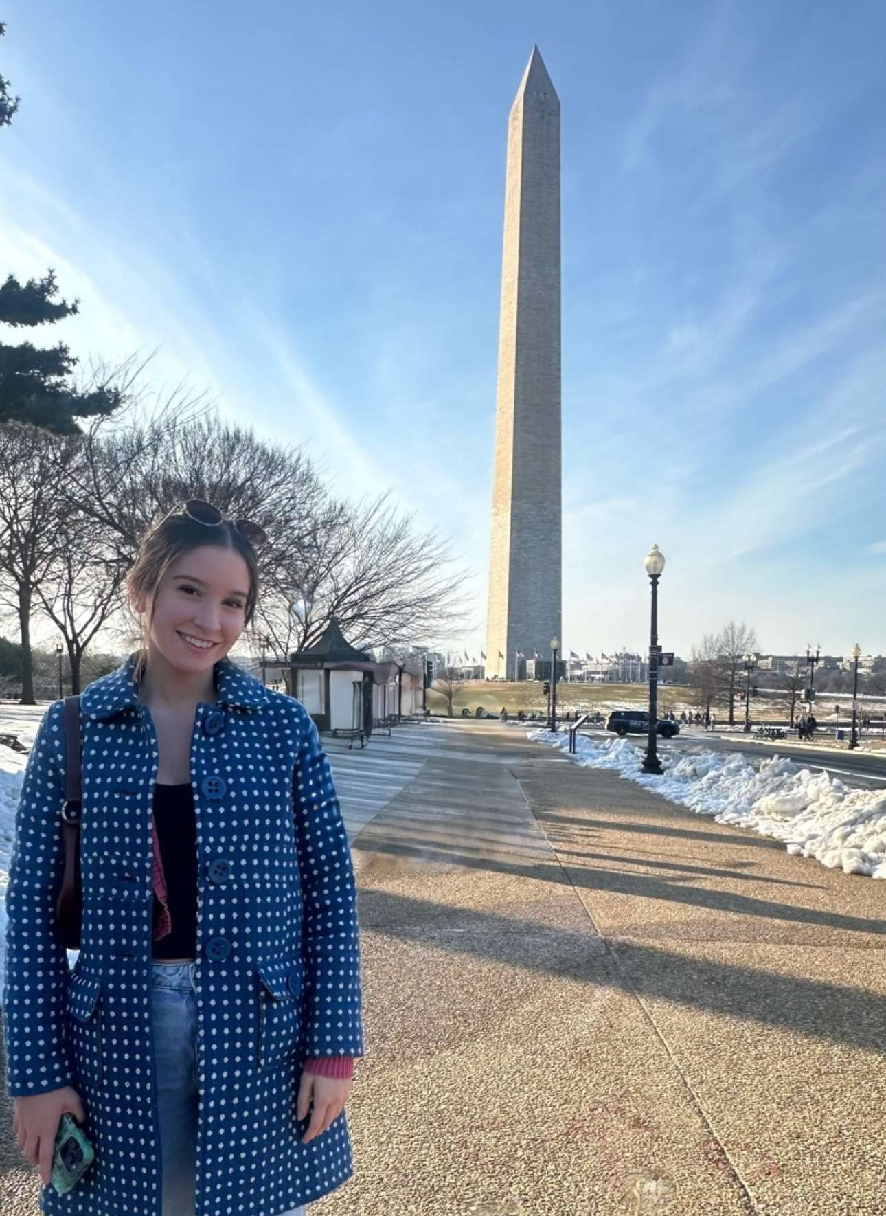Bianca Talarico at the National Mall in front of the Washington Monument during her Academic Internship Program