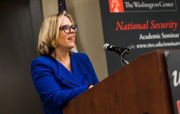 Kim Churches speaking to The Washington Center's program participants at the Residential Academic Facility (RAF) in Washington, D.C.