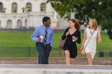 Interns strolling in front of the U.S. Capitol Building
