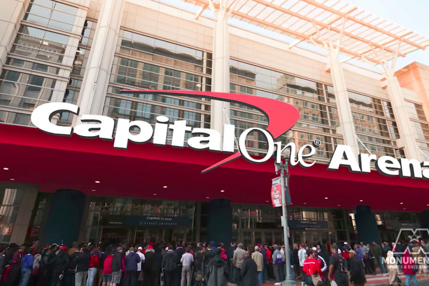 Fans gather outside the Capital One Arena in DC's Chinatown neighborhood Fans gather outside the Capital One Arena in DC's Chinatown neighborhood