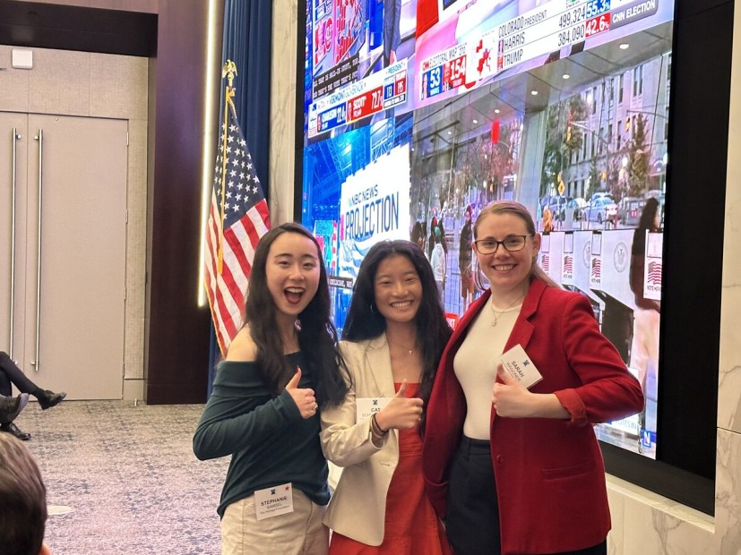 Stephanie Samsel watching the 2024 election results live from the Heritage Foundation in Washington, D.C.