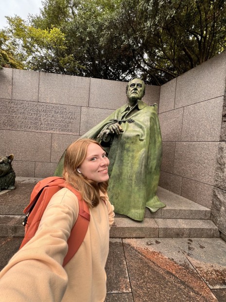 Liv Holmes exploring Washington, D.C. during her time in the Academic Internship Program