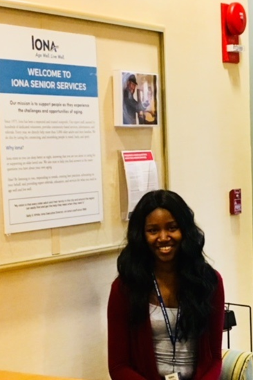 Idara Udo-Inyang interning at IONA Senior Services Idara Udo-Inyang from Earlham College