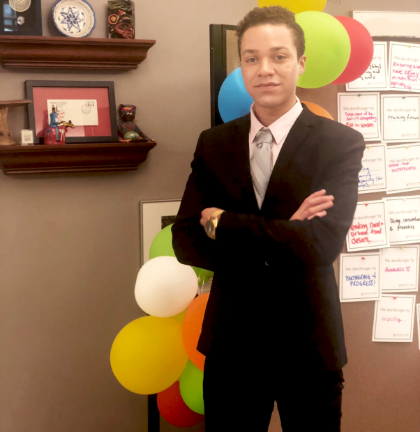 Nathan Brown from Bloomsburg University, all dressed up at his internship with the Peace Corps