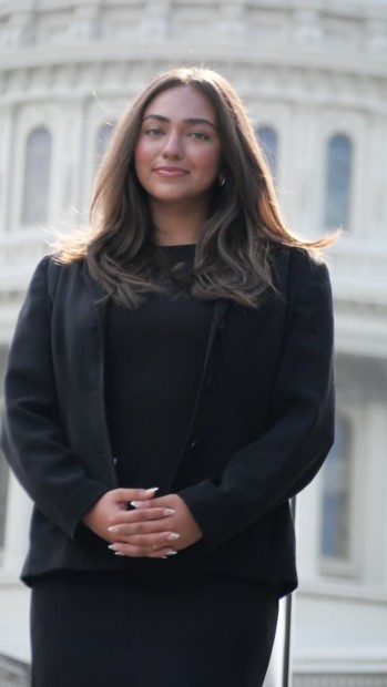 Ahiza Carillo on the steps to the Capitol Building in Washington, D.C. during her Academic Internship Program
