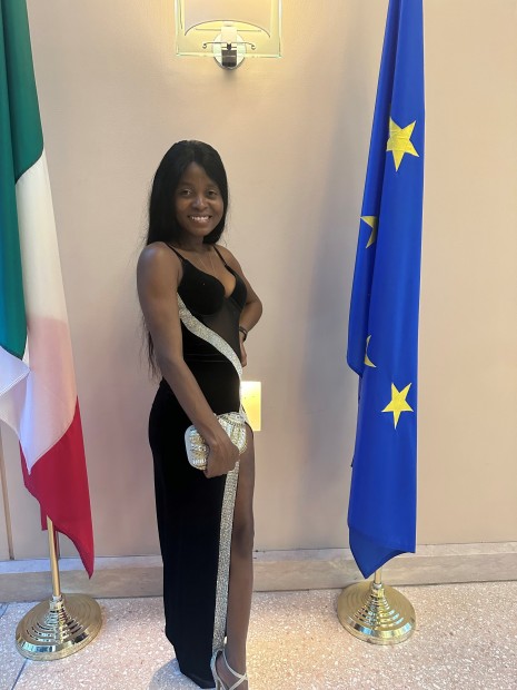 Delaware State University student Reva Kollie at the Italian Embassy in Washington, D.C.