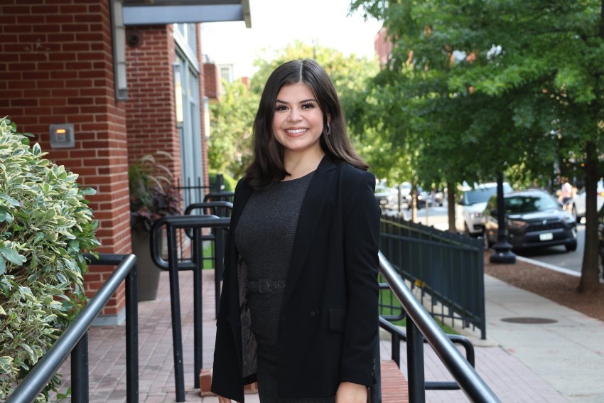 Jessica Enriquez Vargas outside of the The Washington Center's Residential Academic Facility (RAF)