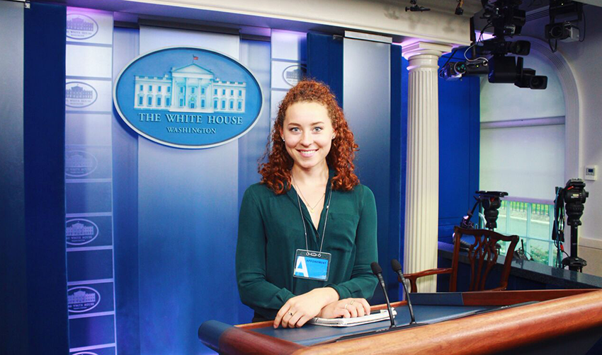 Courtney Beesch at the White House podium