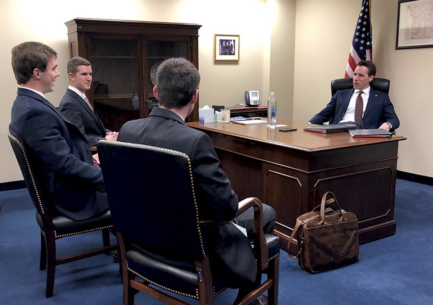 Me and my colleagues meeting with Senator Josh Hawley (R-MO).