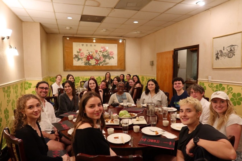 Fotios Meimeteas at a group dinner in Washington, D.C. with the 2026 National Security Seminar cohort