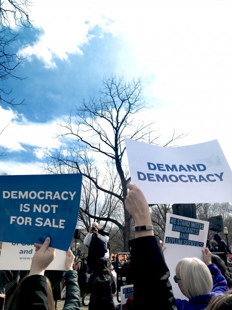 Immigrant rights protest at Lafayette Square.