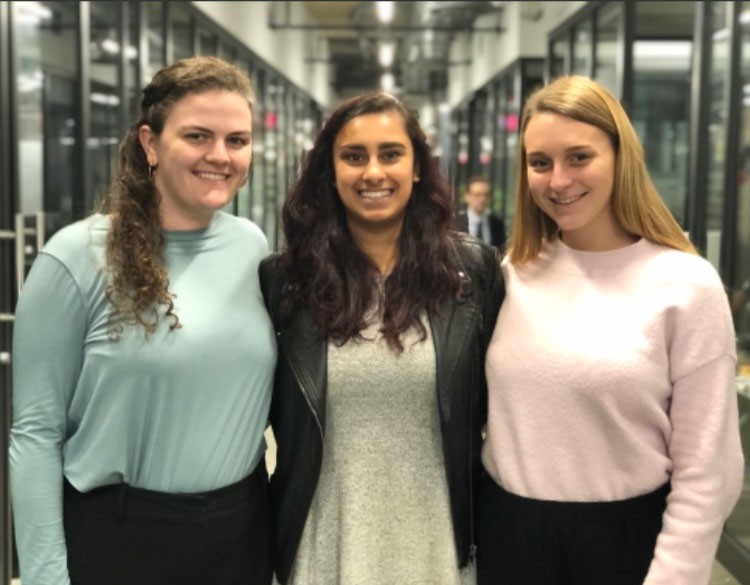 Alisha Parikh (middle) with Laura Clancy and Jennie Matuschak