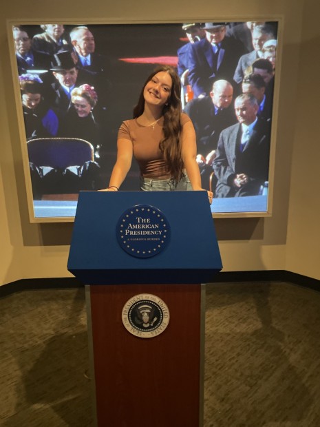 Cassidy Crawford at the Presidential podium