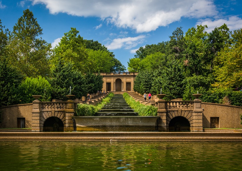 Meridian Hill Park in the Columbia Heights neighborhood is one of the largest enclosed parks in D.C., featuring fountains, statues and plenty of patches of green. Meridian Hill Park in Washington, D.C.'s Columbia Heights neighborhood