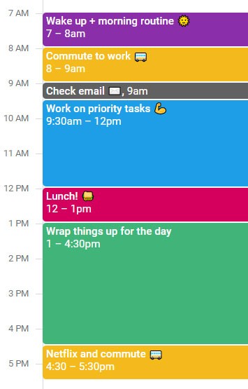 Here’s an example of what a typical day looks like for me. Here’s an example of what a typical day looks like for me.